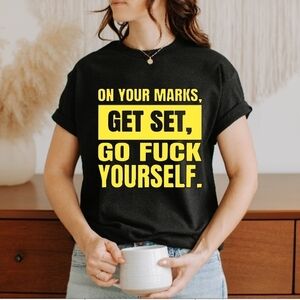 On Your Mark Get Set Yellow Design T Shirt